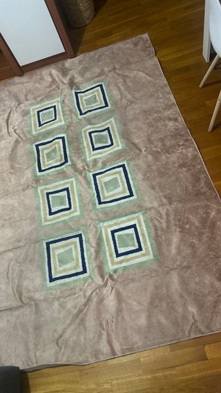 Alfombra Beige con Estampado Geométrico