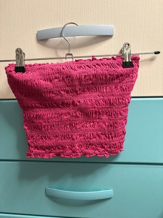 Top tubo rosa elástico