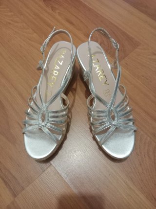 Sandalias Azarey Plata Plataforma Yute Talla 39