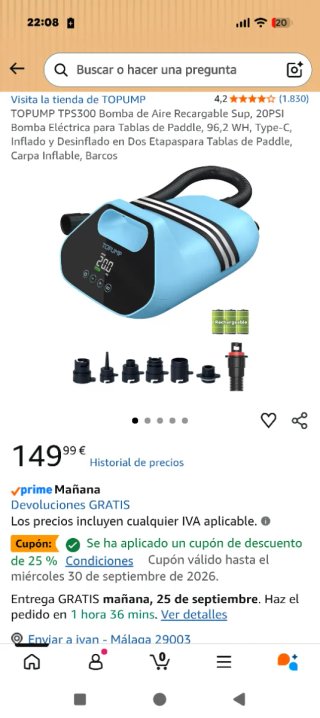 Bomba de Aire Eléctrica TOPUMP TPS300.