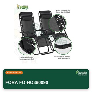 FORA Pack 2 Tumbonas Jardín Plegables Reclinables