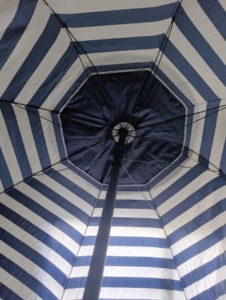 Sombrilla/parasol grande azul y blanco