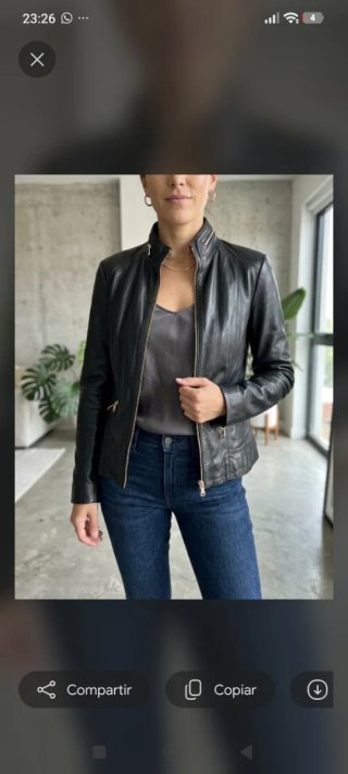 Chaqueta de Piel Massimo Dutti Negra