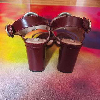 Sandalias Uterqüe Burdeos Piel T 36 Tacón Ancho