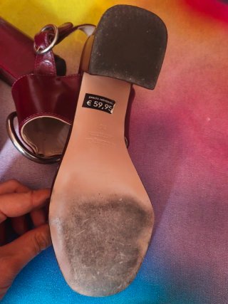 Sandalias Uterqüe Burdeos Piel T 36 Tacón Ancho