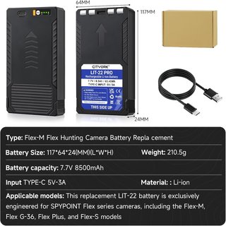 CITYORK 2 Batería LIT22 Pro 8500mAh Spypoint USB-C