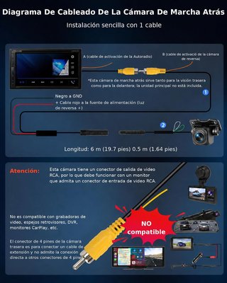 VTOPEK Cámara Trasera AHD 1080P OEM 170° 12-24V