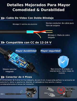 VTOPEK Cámara Trasera AHD 1080P OEM 170° 12-24V