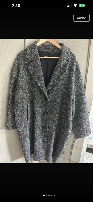 Abrigo Oversize Zara negro jaspeado