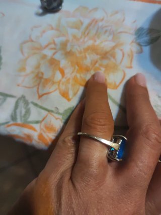Anello  blu taglio rettangolare