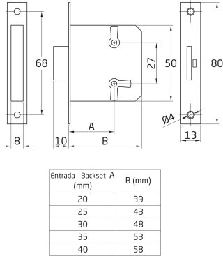 Amig - Cerradura de Embutir Para Mueble - Entrada