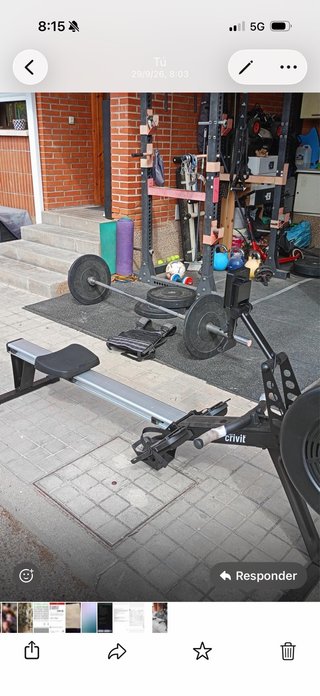 Gimnasio Completo: Rack, Remo, Barra y Discos