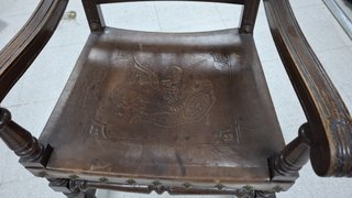 6 Sillones Fraileros Madera y Cuero Marrón
