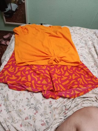 Pijama Verano Naranja y Rosa