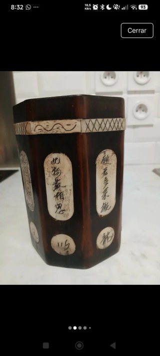Lapicero Chino Antiguo raiz bambú y hueso