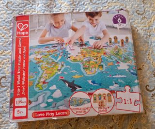 Puzzle Mapa del Mundo Hape 2 en 1