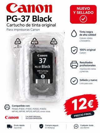 Cartucho Tinta Canon PG-37 Black Original