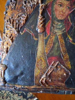 Dipinto Madonna con bassorilievi dorati