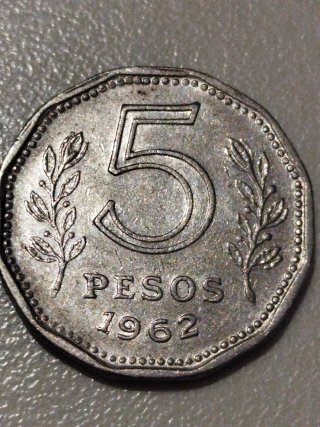 Moneda 5 Pesos Argentina 1962