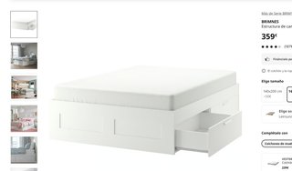 Cama IKEA BRIMNES 160x200 con 4 Cajones