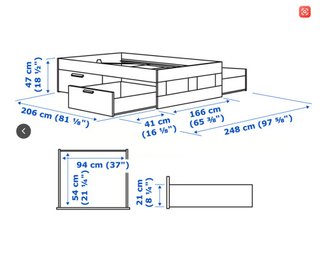 Cama IKEA BRIMNES 160x200 con 4 Cajones