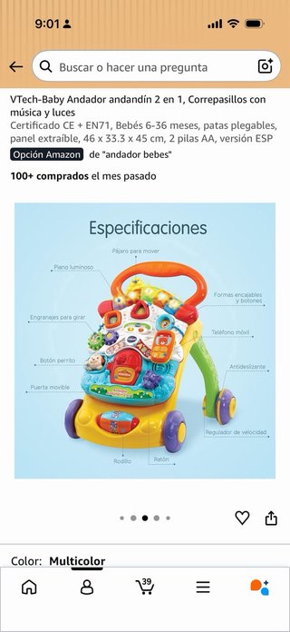Andador VTech Andandín 2 en 1