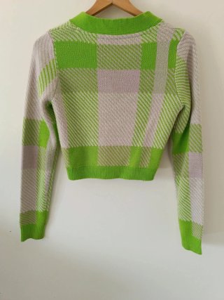 Cardigan Estampado Verde y Beige Talla XS