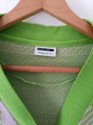 Cardigan Estampado Verde y Beige Talla XS