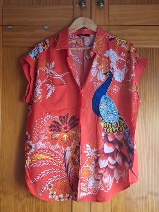 Camisa Desigual Estampada Pavo Real Talla XL