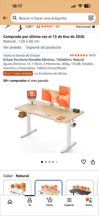 Escritorio Elevable ErGear 120x60cm