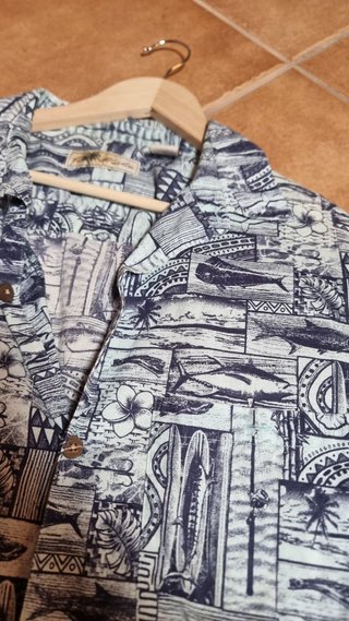 Camisa Hawaiana Estampada Azul Talla XL