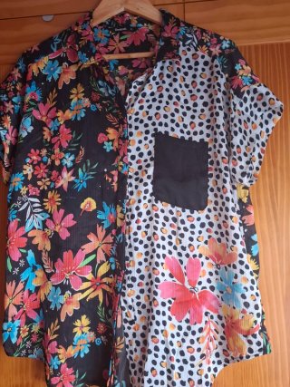 Camisa Desigual XL Estampado Floral y Leopardo