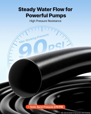 Tubo Piatto Scarico 30 m Nero 38 mm con Fascette