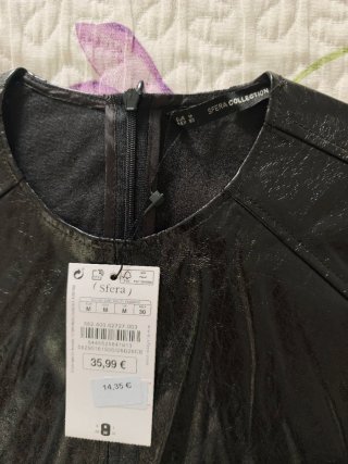 Vestido Negro Efecto Piel