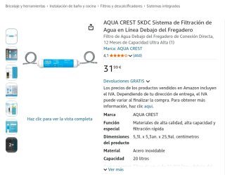 Sistema de filtración de agua AQUA CREST