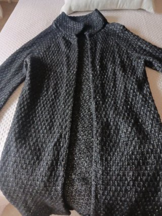Abrigo Zara Negro y Plateado Talla M
