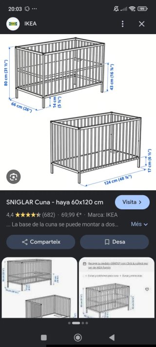 Cuna IKEA Sniglar + Colchón y Edredón