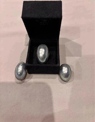 Conjunto Perlas Tahití Anillo y Pendientes. Plata.