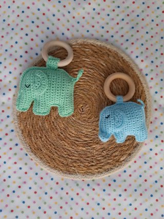 Sonajero Elefante Crochet Hecho a Mano