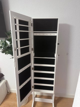 Armario joyero blanco con espejo y llave 150cm