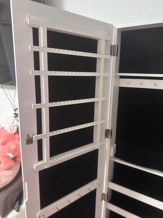 Armario joyero blanco con espejo y llave 150cm