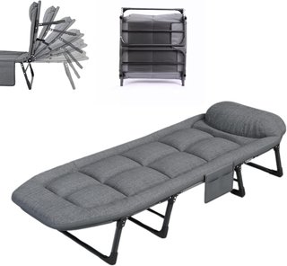 Cama Camping Plegable Acolchada Gris