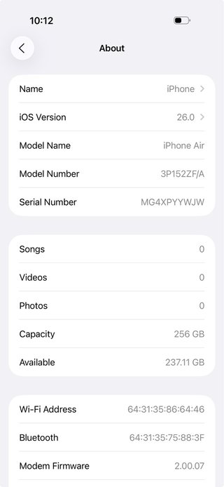 iPhone Air 256GB Azul Batería 100%