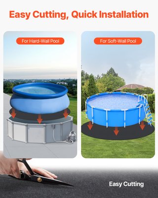 Tappetino Rotondo Piscina 640 cm 180 G/m2 Nero