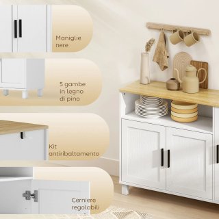 Credenza Cucina Bianca con 2 Ante Ammortizzate