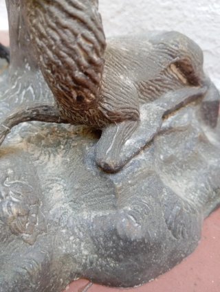 Lámpara de bronce anticuario - Escultura ciervos