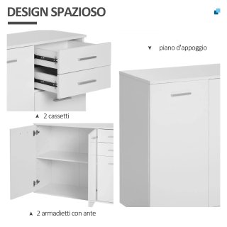 Credenza Moderna con 3 Armadietti e 2 Cassetti