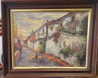 Cuadro de paisaje con ovejas