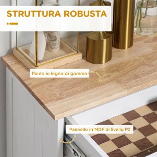 Credenza Cucina con Cassetto e Bidoni 38 L Bianco