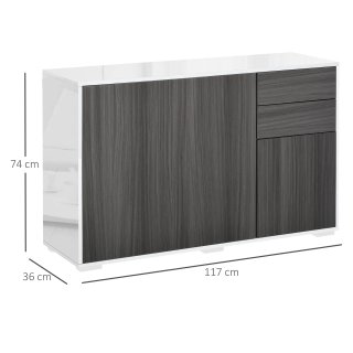 Mobiletto Multiuso Grigio 2 Cassetti 2 Armadietti